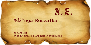Mánya Ruszalka névjegykártya